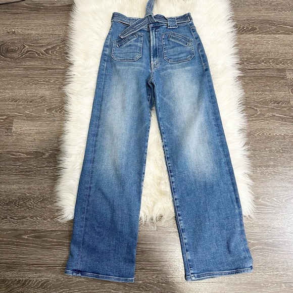 MOTHER Denim Jeans Tie Patch Rambler Size 26 in Hop On Hop Off Straight Leg - Picture 1 of 8